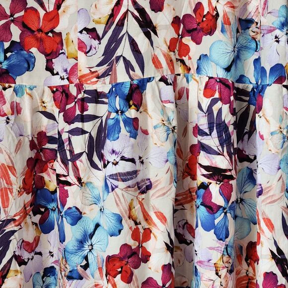 Avenue Womens Dress Size 22/24 Multicolor Feminine Floral V-Neck Short Sleeve - Picture 5 of 12